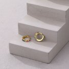 Colorful CZ Circle Casual 925 Sterling Silver Hoop Earrings