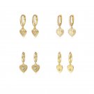 Women Elegant CZ Heart 925 Sterling Silver Dangling Earrings