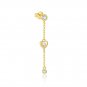 Girl Golden CZ Heart Crescent Moon 925 Sterling Silver Dangling Earrings