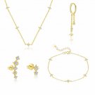 Modern Golden Shining CZ Star 925 Sterling Silver Earring Necklace Bracelet