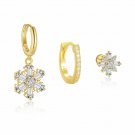 Beautiful Golden CZ Snowflake 925 Sterling Silver Dangling Earrings