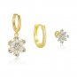 Beautiful Golden CZ Snowflake 925 Sterling Silver Dangling Earrings
