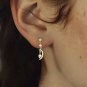 Beautiful Golden CZ Crescent Moon Star 925 Sterling Silver Dangling Earrings