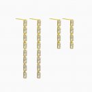 Modern Women Baguette CZ 925 Sterling Silver Tassels Dangling Earrings