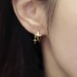Holiday Mini CZ Large Small Cross 925 Sterling Silver Hoop Earrings