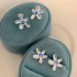 Beautiful Blue CZ Flowers 925 Sterling Silver Stud Earrings