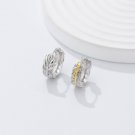 Asymmetry Contrast Color Feather 925 Sterling Silver Hoop Earrings