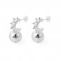 Hollow Light Ball 999 Sterling Silver Statement Stud Earrings