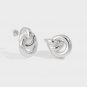 Simple 925 Sterling Silver Three Circles Knots Cross Stud Earrings (Pre-Sale)