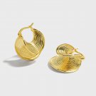 Stylish 925 Sterling Silver Silver Women Irregular Thread Shell Hoop Earrings