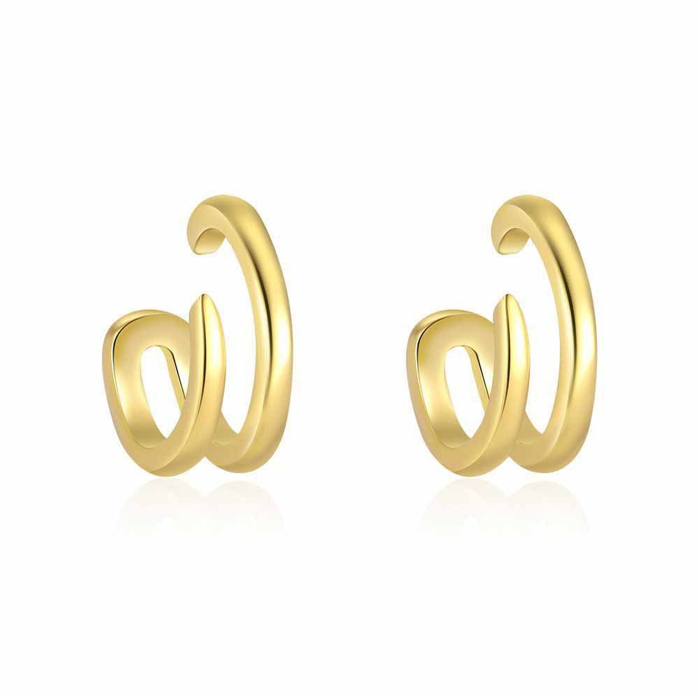 Hollow Double Layers Lines 925 Sterling Silver Non-Pierced Earrings