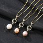 Cubic Zirconia Ring Natural Pearl 925 Sterling Silver Necklace