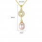 Cubic Zirconia Ring Natural Pearl 925 Sterling Silver Necklace