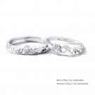 Little Prince and Rose Matching Bands Men Women Silver Couple Rings