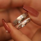 Engraved Proposal Wedding Engagement Band Set Silver Couple Rings