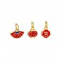 Chinese Traditional Red Epoxy Fan Lantern Letters Ji Silver DIY Charm