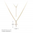 Sterling Silver Chain Adjustable Length Cubic Zirconia Cross Pendant Necklace
