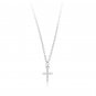 Sterling Silver Chain Adjustable Length Cubic Zirconia Cross Pendant Necklace