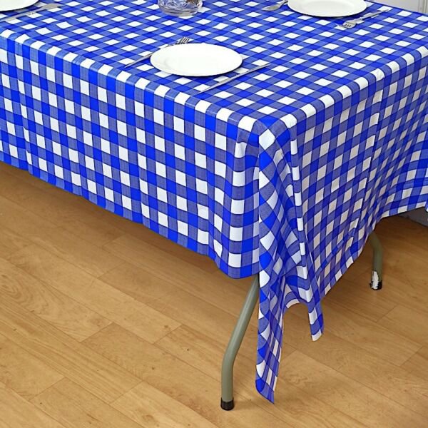 White Royal Blue Rectangle 54X108" Buffalo Plaid Table Covers Tablecloths Home Wedding Party Supplie