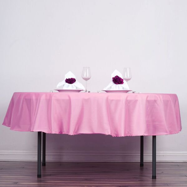 6 Pcs Pink 90" Round Polyester Tablecloths Trade Show Booth Home Wedding Party Supplies
