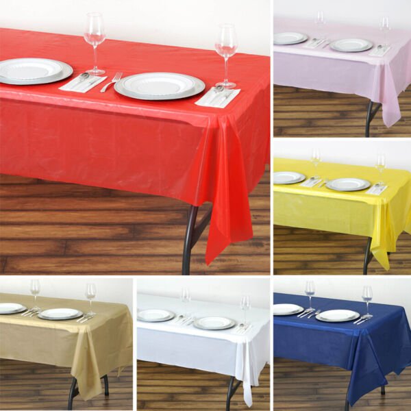 24 Pcs Rectangle 54X108" Disposable Plastic Table Covers Tablecloths Home Wedding Party Supplies
