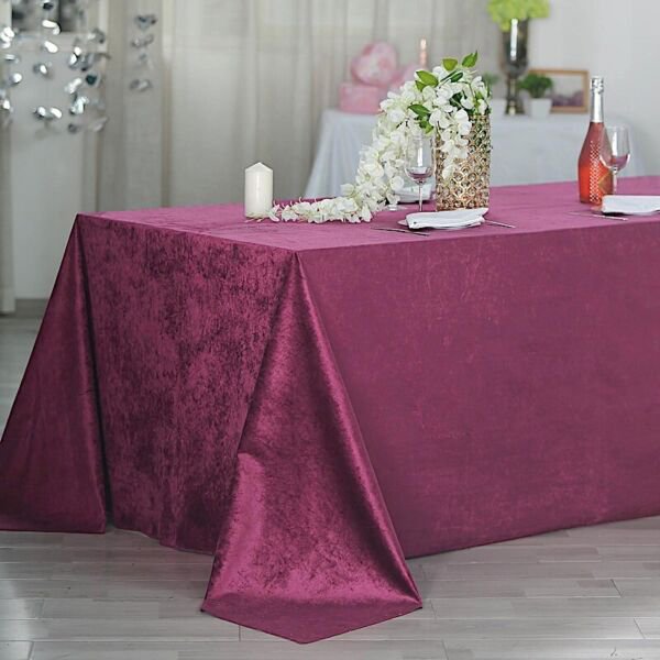 Eggplant 90"X156" Premium Velvet Rectangular Tablecloth Home Wedding Party Supplies