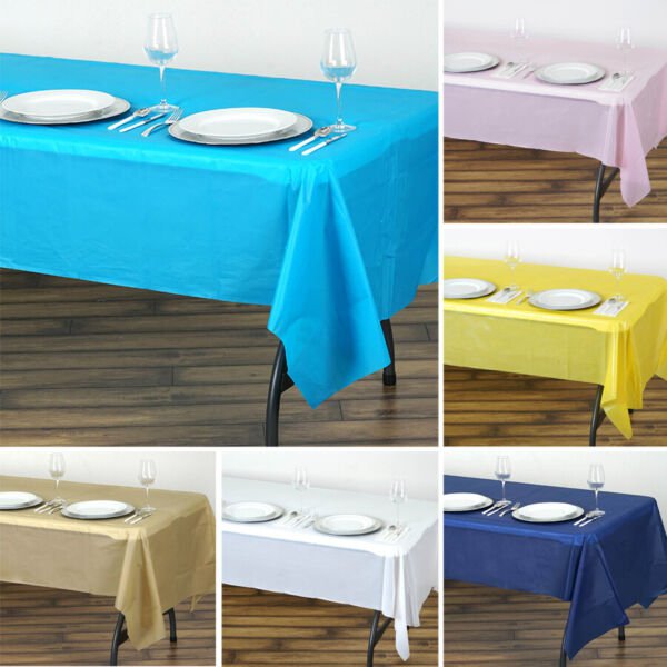 2 Pcs Rectangle 54X108" Disposable Plastic Table Covers Tablecloths Home Wedding Party Supplies