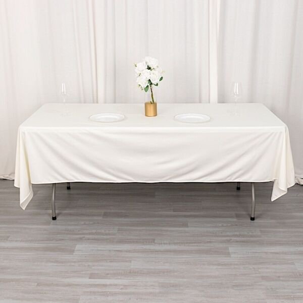 60" X 102" Ivory Scuba Polyester Rectangular Tablecloth Home Wedding Party Supplies