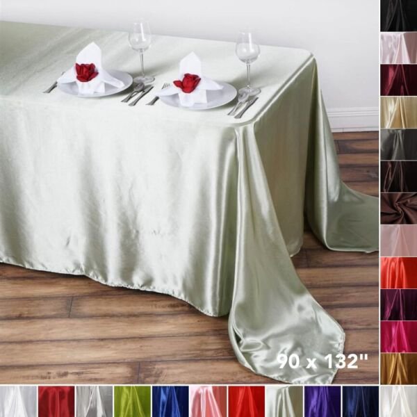10 Pcs 90X132" Rectangle Satin Tablecloths Special Linens Home Wedding Party Supplies