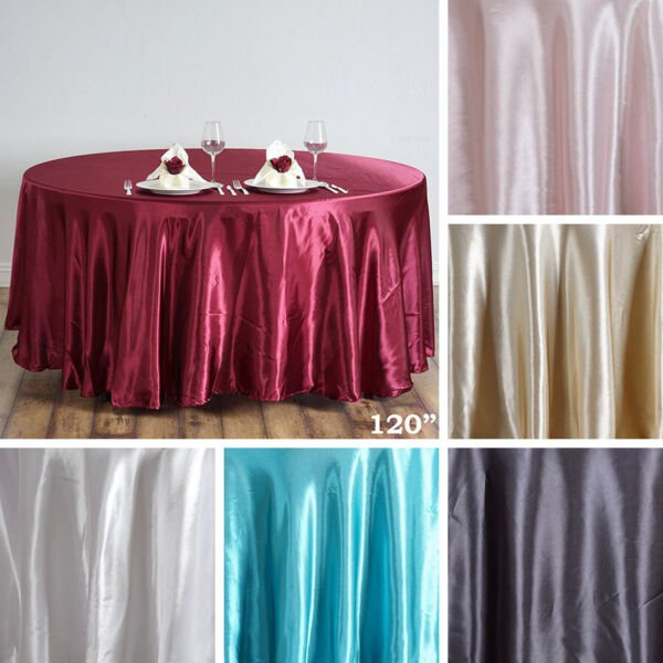 10 Pcs 120" Round Satin Tablecloths Tabletop Linens Home Wedding Party Supplies
