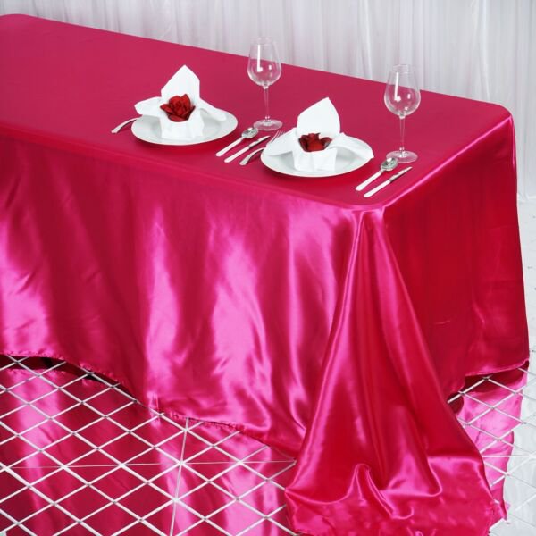 Fuchsia 90X132" Rectangle Satin Tablecloth Home Wedding Party Supplies
