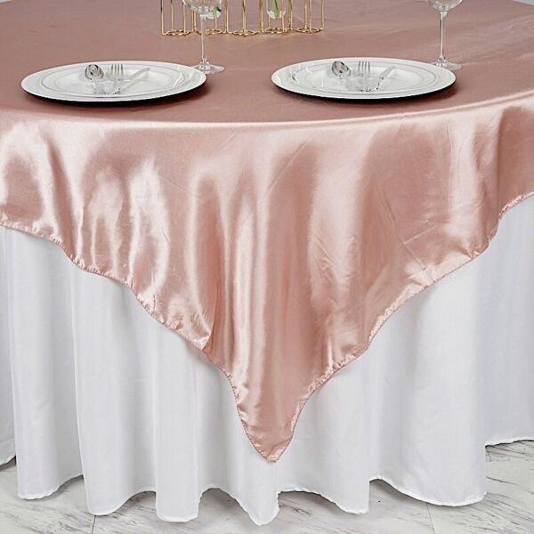 Mauve Satin 72X72" Square Table Overlay Home Wedding Party Supplies