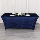 6 Ft Navy Blue Fitted Crushed Velvet Tablecloth Rectangular Table Cover Home Wedding Party Supplies