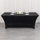 6 Ft Black Fitted Crushed Velvet Tablecloth Rectangular Table Cover Home Wedding Party Supplies
