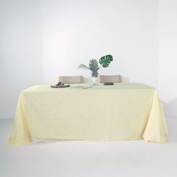Ivory 90X132" Rectangular Premium Faux Burlap Polyester Tablecloth Home Wedding Party Supplies