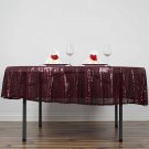 90" Burgundy Sequin Round Tablecloth Linens Home Wedding Party Supplies