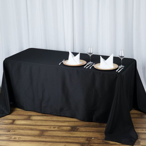 90X156" Black Premium Rectangle Polyester Tablecloth Linens Home Wedding Party Supplies