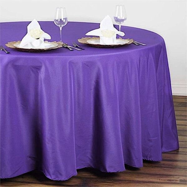 Purple 108" Round Polyester Tablecloth Tabletop Home Wedding Party Supplies