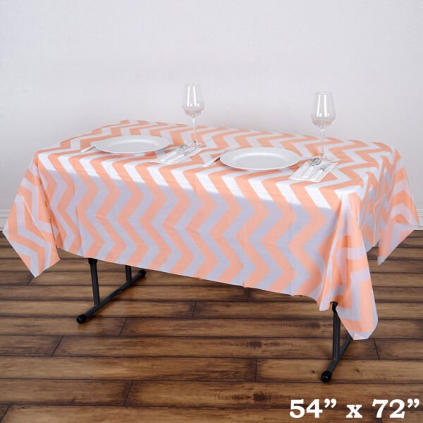 Blush Rectangle 54X72" Chevron Disposable Plastic Tablecloth Table Covers Home Wedding Party Supplie