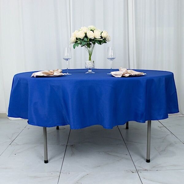 Royal Blue 90" Premium Round Polyester Tablecloth Tabletop Dinner Home Wedding Party Supplies
