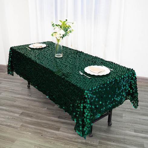 Hunter Green 60"X102" Large Payette Sequin Rectangular Tablecloth Home Wedding Party Supplies