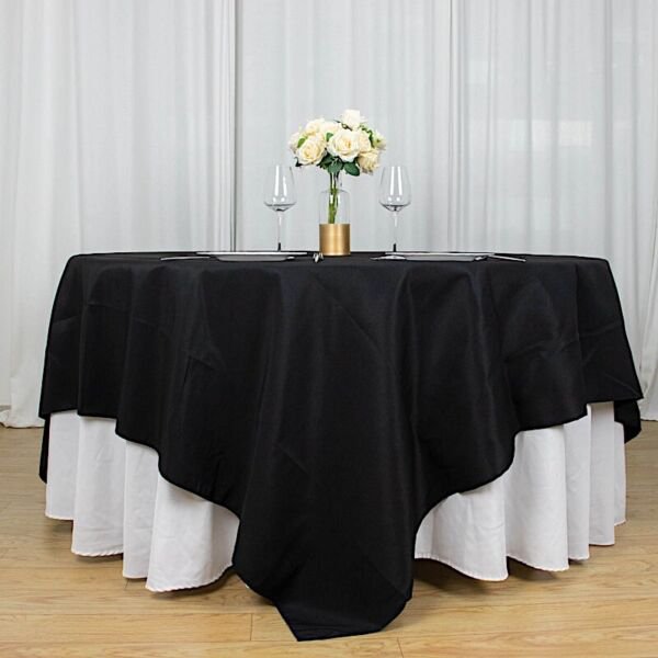 90" X 90" Black Premium Polyester Square Tablecloth Home Wedding Party Supplies
