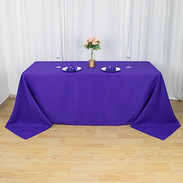 90X132" Purple Premium Rectangle Polyester Tablecloth Linens Home Wedding Party Supplies