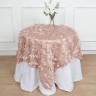 54" X 54" Dusty Rose Taffeta Square Tablecloth 3D Leaves Petals Home Wedding Party Supplies