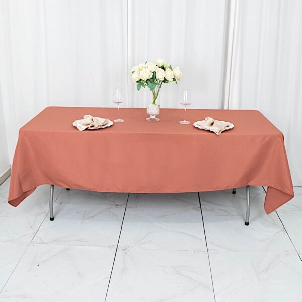 60X102" Terracotta Premium Rectangle Polyester Tablecloth Linens Home Wedding Party Supplies