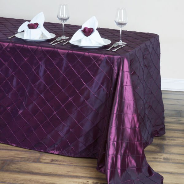 Burgundy Pintuck Rectangular Tablecloth 90X132" Linens Home Wedding Party Supplies