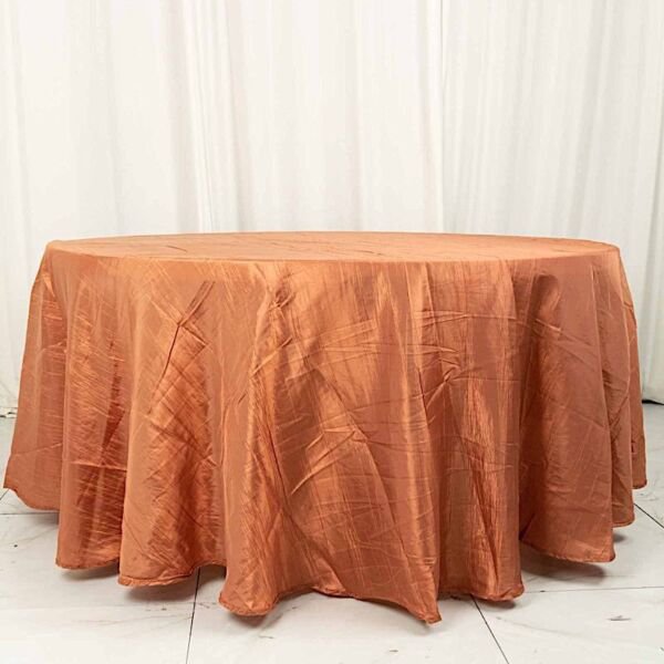 Terracotta 120" Accordion Crinkle Taffeta Round Tablecloth Home Wedding ...