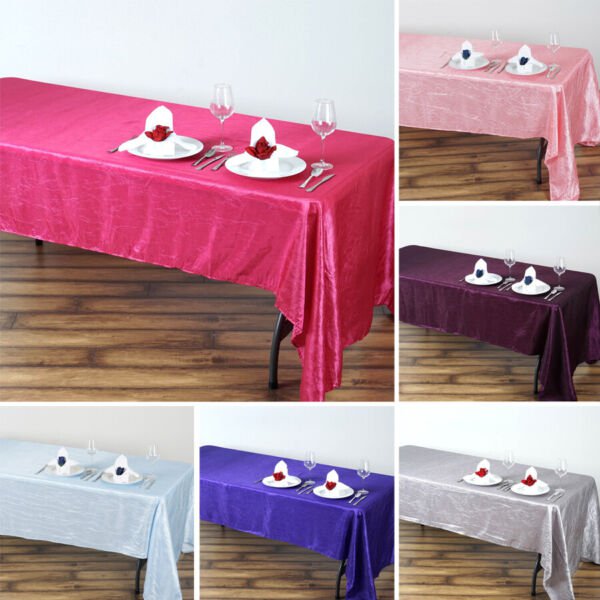 5 Pcs Rectangle 60X126" Crinkled Crushed Taffeta Tablecloths Kitchen Home Wedding Party Supplies