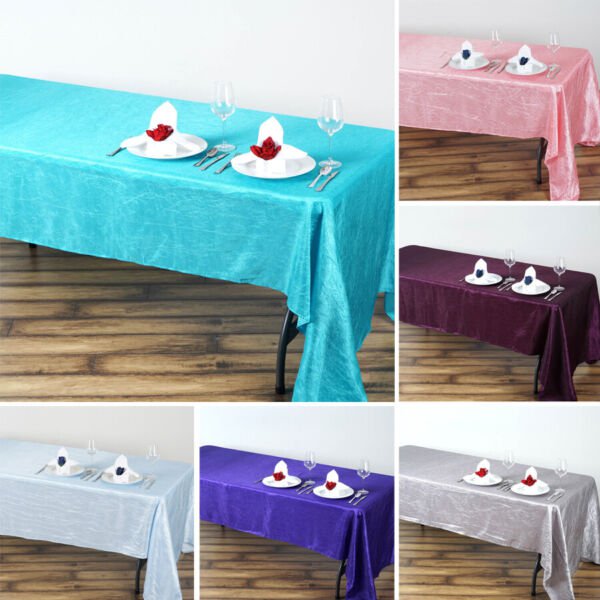 6 Pcs 60X126" Rectangle Crinkled Crushed Taffeta Tablecloths Home Wedding Party Supplies