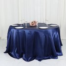 132" Navy Blue Satin Round Tablecloth Table Linens Home Wedding Party Supplies